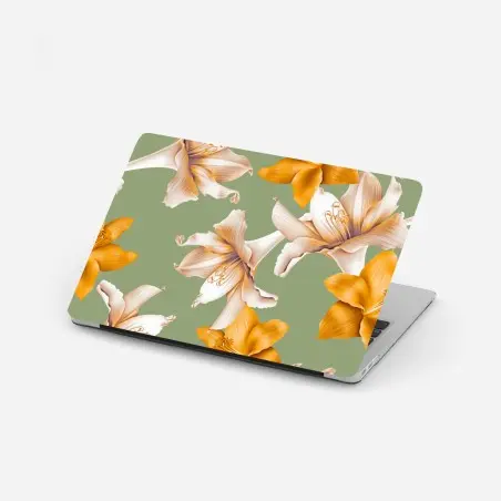 Laptop-Aufkleber goldene lilien botanisches muster – Wallnifity®