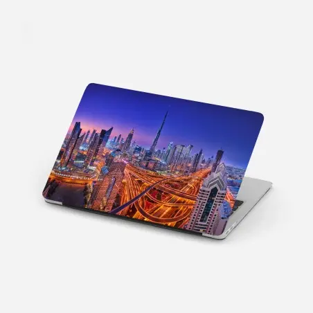 Laptop-Aufkleber Dubai panorama bei dämmerung – Wallnifity®