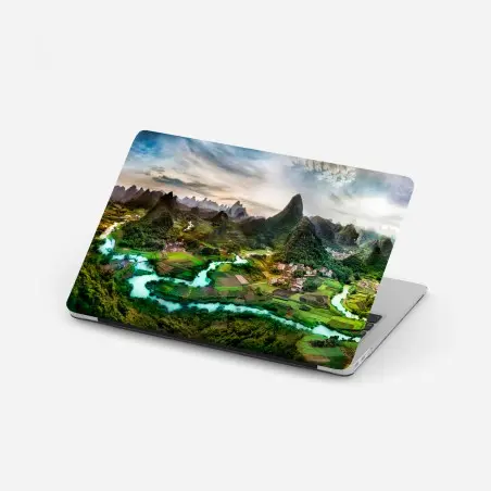 Laptop-Aufkleber smaragdfluss zwischen karsthügeln panorama – Wallnifity®