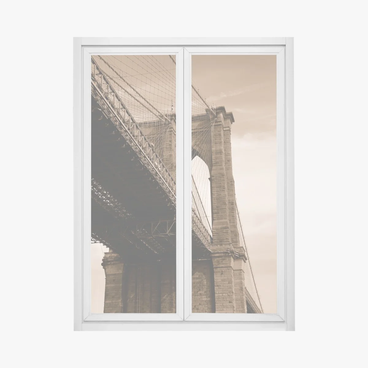 Fensteraufkleber sepia ansicht der Brooklyn Bridge – Wallnifity® Fensteraufkleber sepia ansicht der Brooklyn Bridge – Wallnifity®