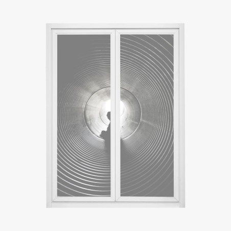 Fensteraufkleber silhouette in einem spiraltunnel – Wallnifity®
