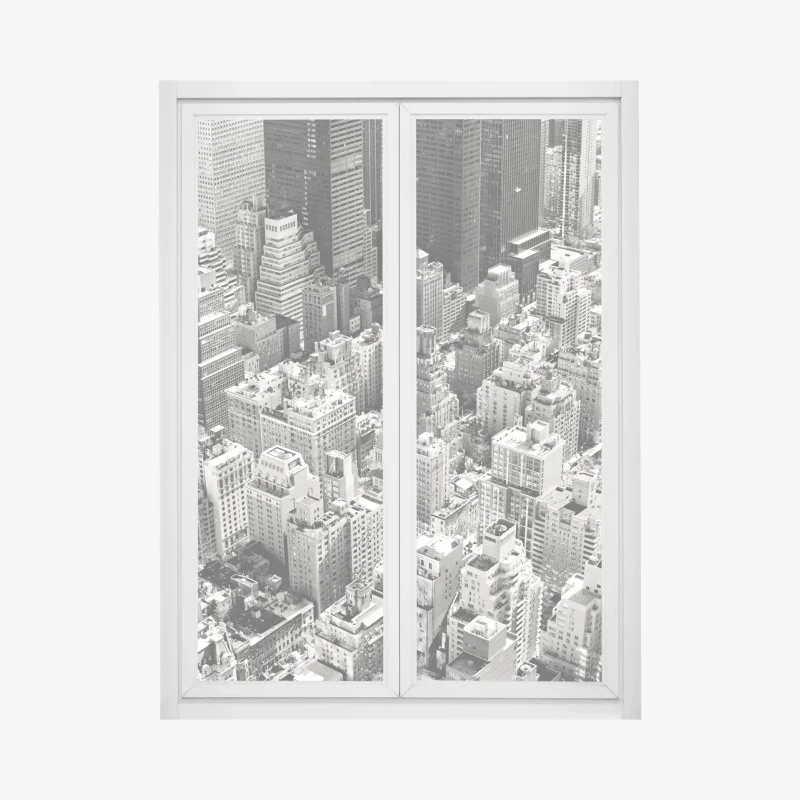 Fensteraufkleber Manhattan luftaufnahme skyline in monochrom