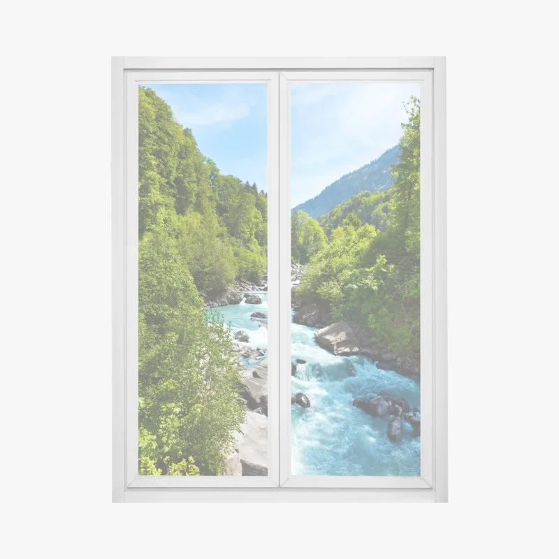 Fensteraufkleber gletscherfluss im grünen tal