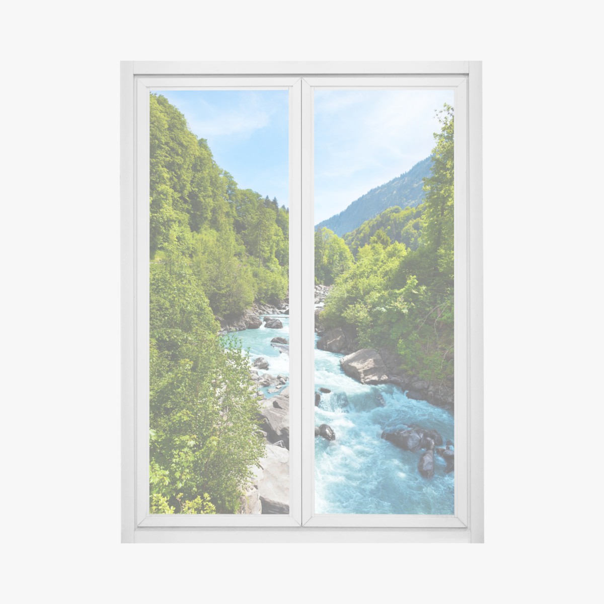 Fensteraufkleber gletscherfluss im grünen tal – Wallnifity®
