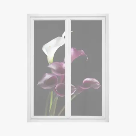 Fensteraufkleber elegante violette und weiße callas – Wallnifity®