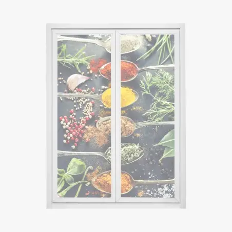 Fensteraufkleber komposition aus gewürzen und kräutern – Wallnifity®