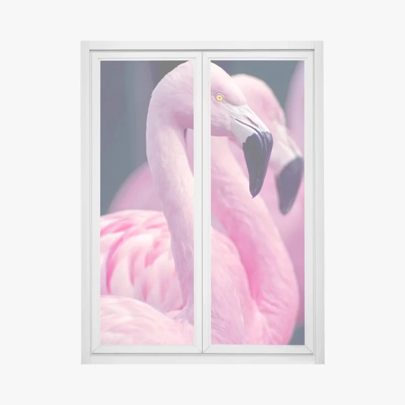 Fensteraufkleber anmutiges rosa flamingo-porträt