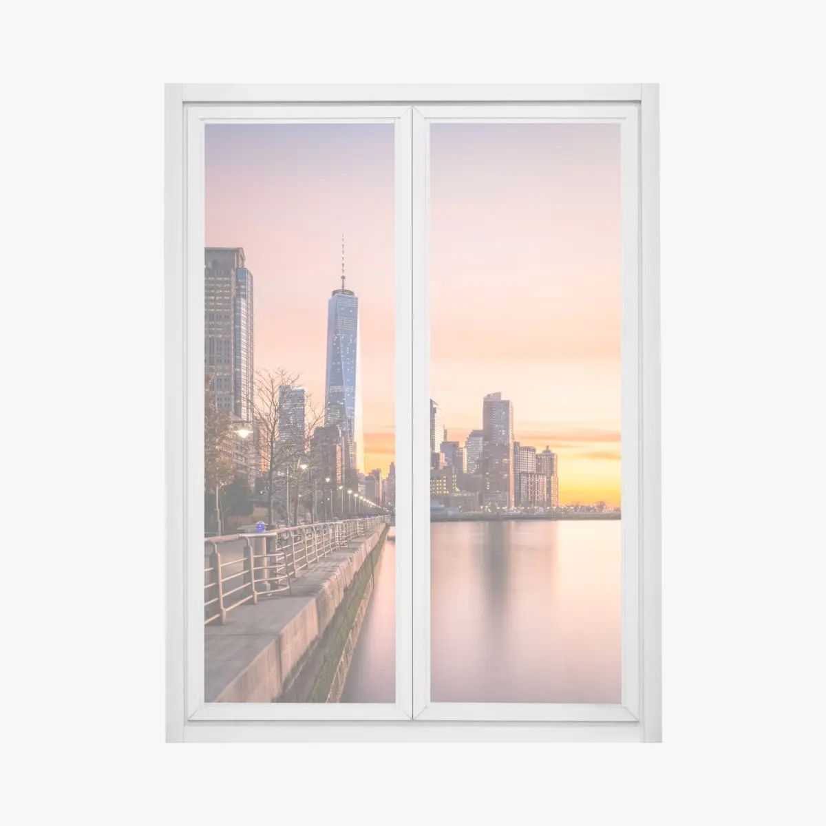 Fensteraufkleber Lower Manhattan bei sonnenuntergang – Wallnifity®