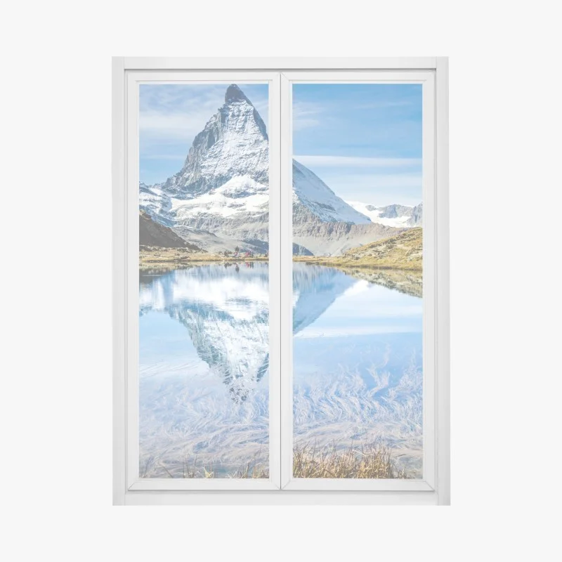 Fensteraufkleber majestätisches Matterhorn im spiegel eines alpensees