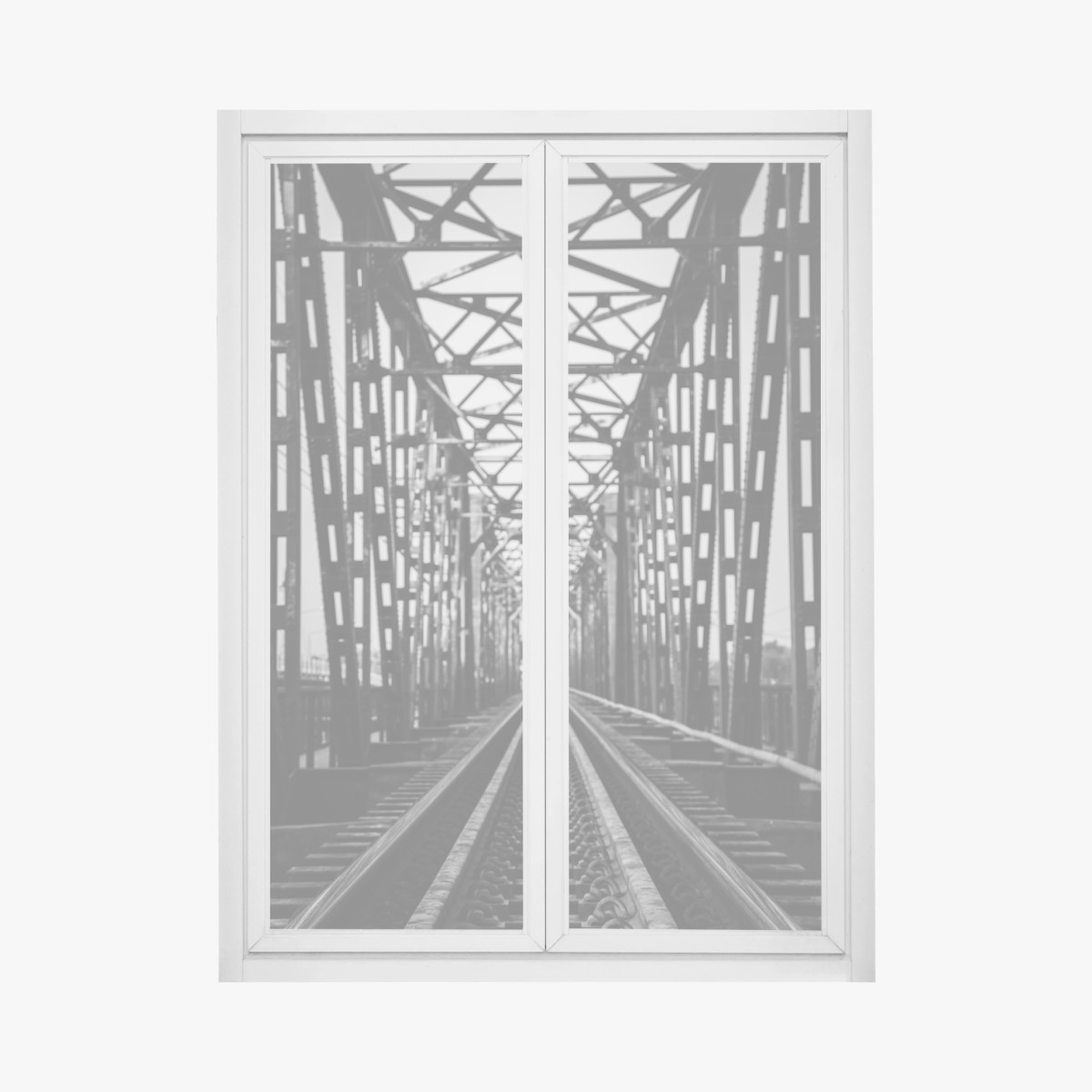 Fensteraufkleber alte eisenbahnbrücke in schwarzweiß – Wallnifity®