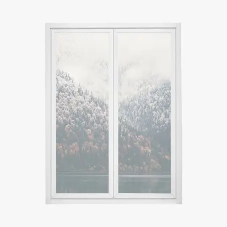 Fensteraufkleber herbstlicher nebel über bergwald – Wallnifity®