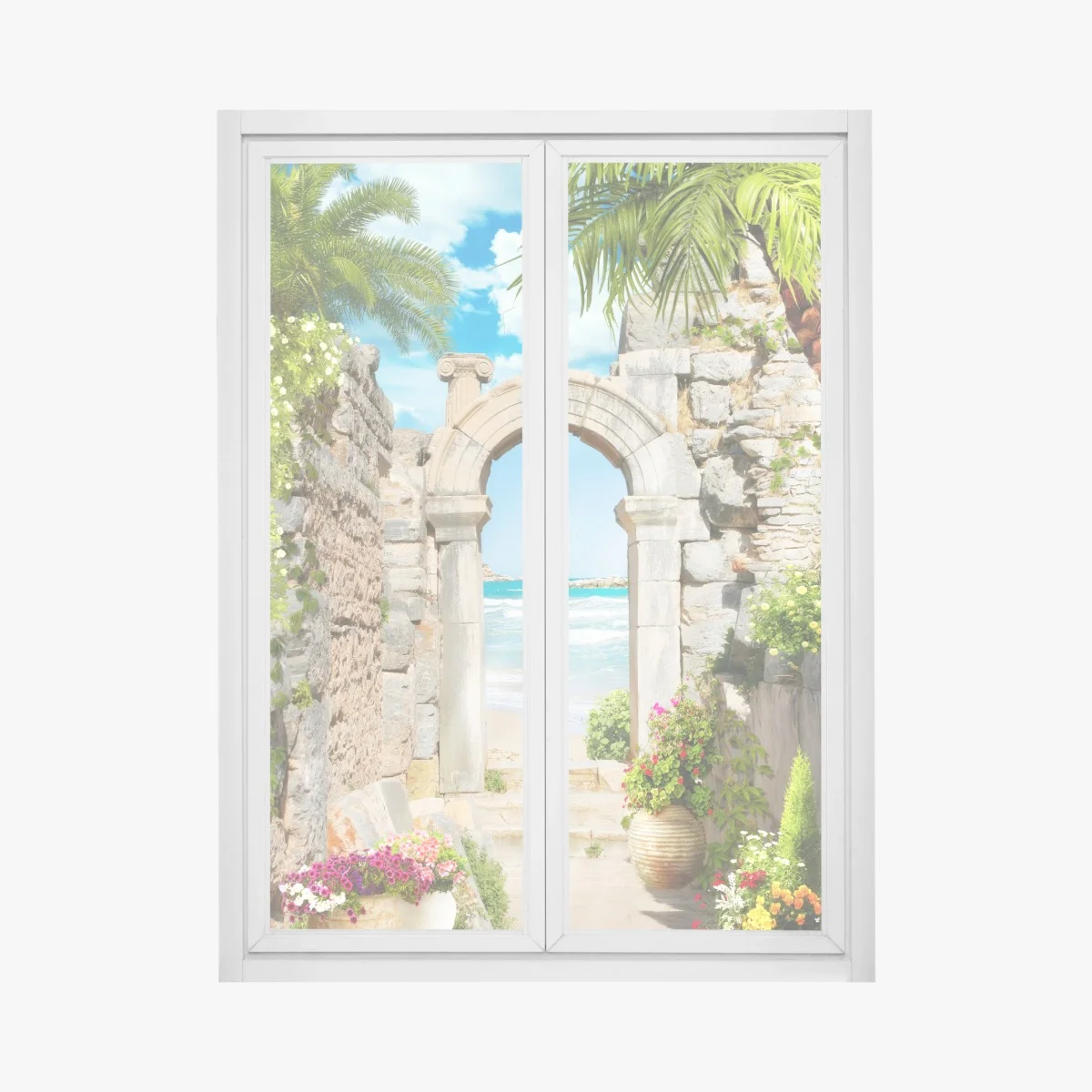 Fensteraufkleber sonniger bogen zum meer – Wallnifity® Fensteraufkleber sonniger bogen zum meer – Wallnifity®