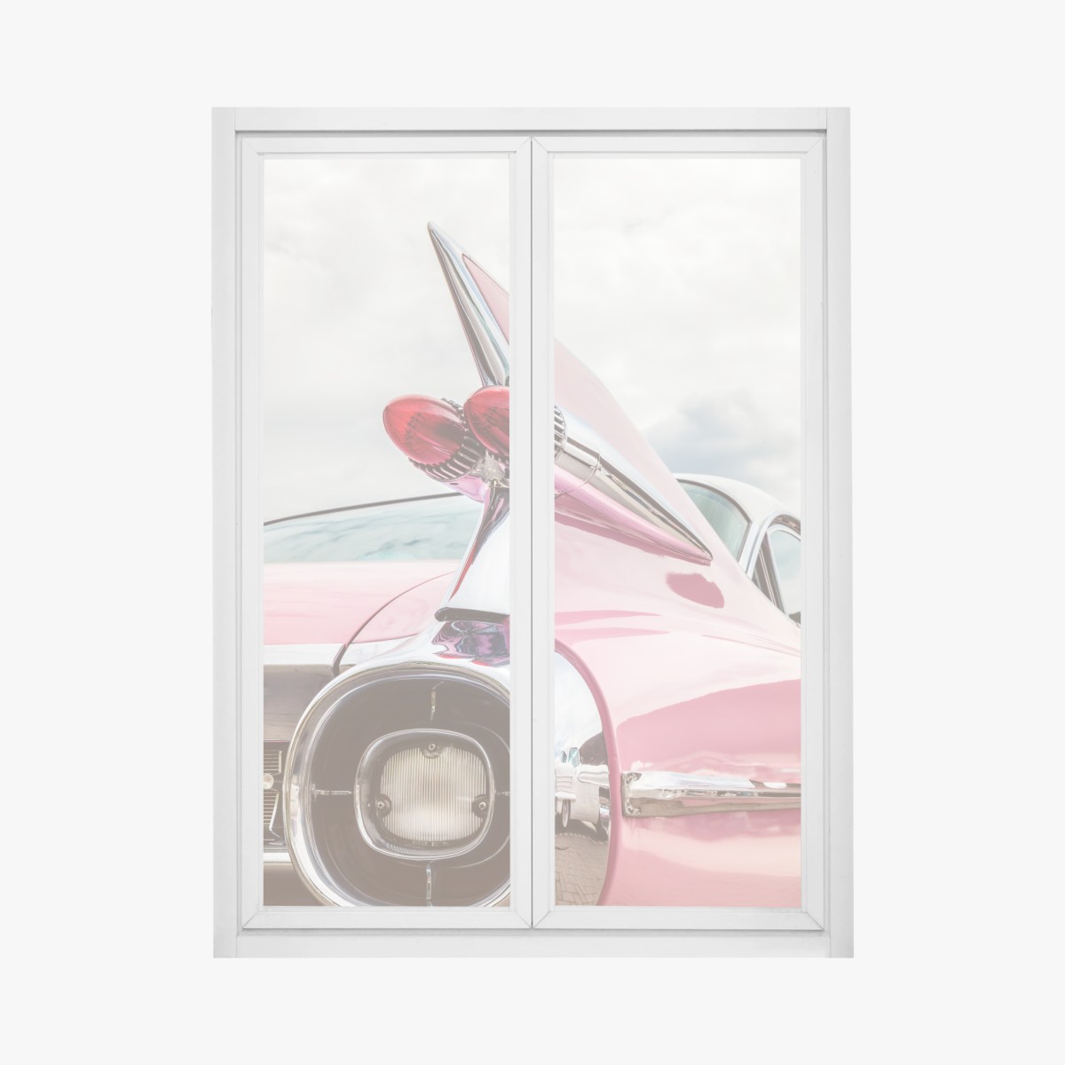 Fensteraufkleber rosa retro klassisches auto heckflosse – Wallnifity®