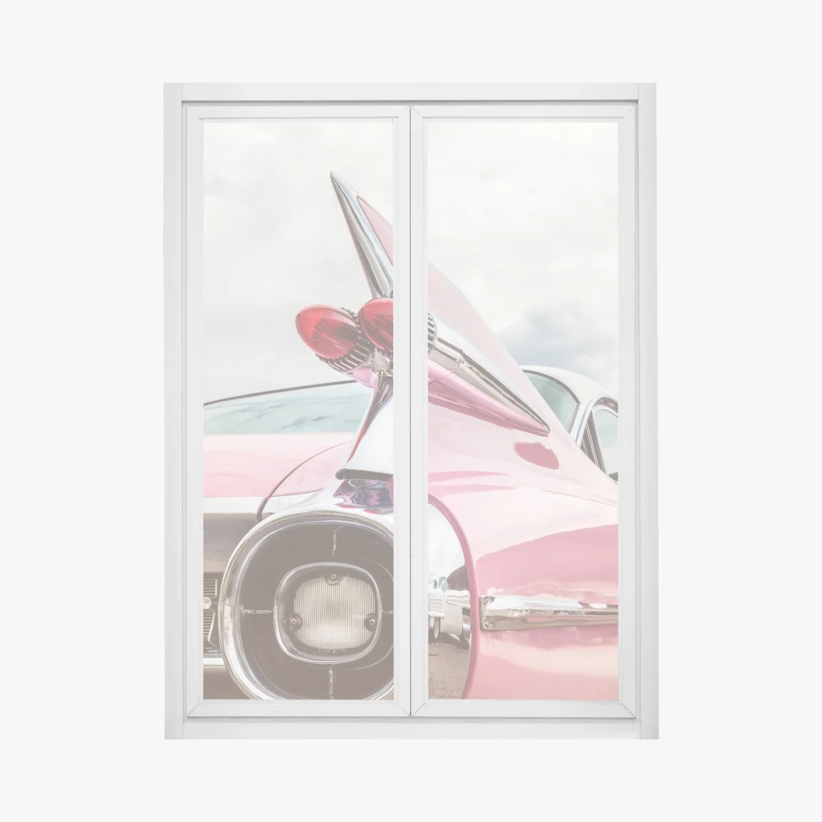 Fensteraufkleber rosa retro klassisches auto heckflosse – Wallnifity® Fensteraufkleber rosa retro klassisches auto heckflosse – Wallnifity®