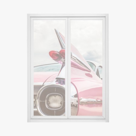 Fensteraufkleber rosa retro klassisches auto heckflosse – Wallnifity®