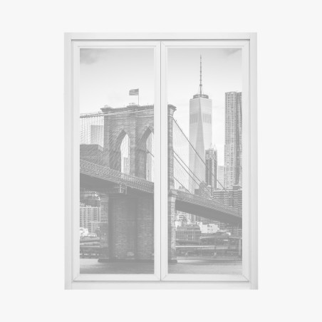 Fensteraufkleber Brooklyn bridge schwarzweiß stadtbild – Wallnifity®