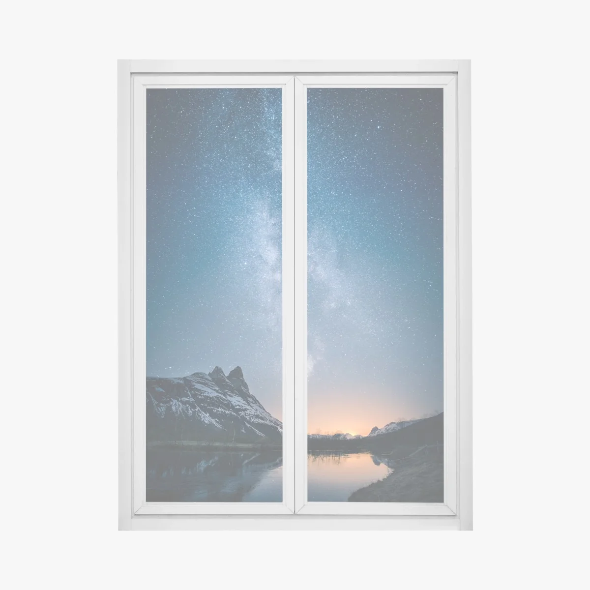 Fensteraufkleber milchstraße über bergspiegelung – Wallnifity® Fensteraufkleber milchstraße über bergspiegelung – Wallnifity®