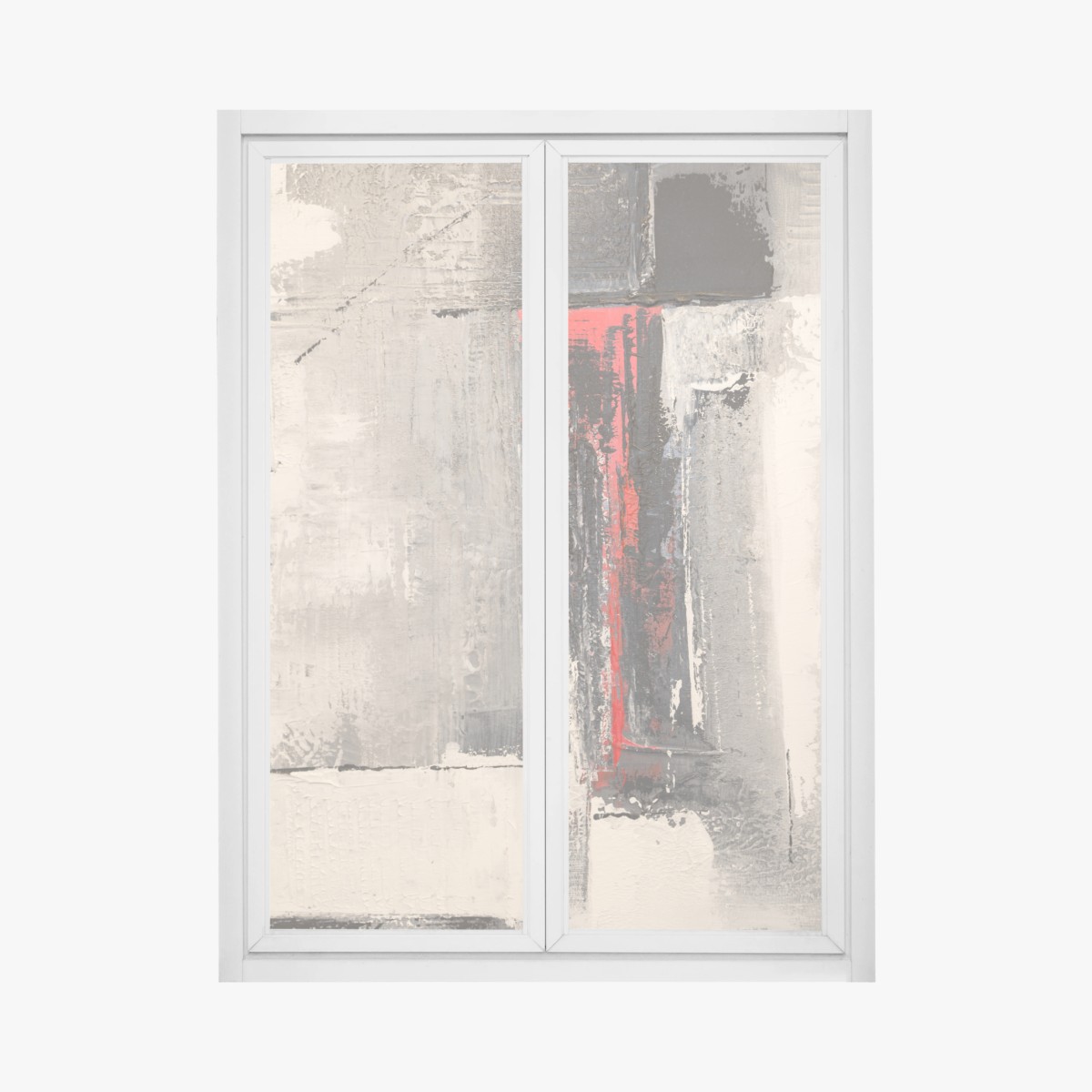 Fensteraufkleber strukturierte abstraktion mit rotem akzent – Wallnifity®
