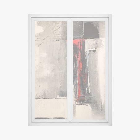 Fensteraufkleber strukturierte abstraktion mit rotem akzent – Wallnifity®