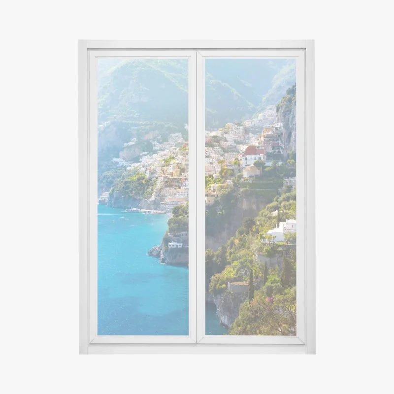 Fensteraufkleber Positano küstenpanorama an der klippe