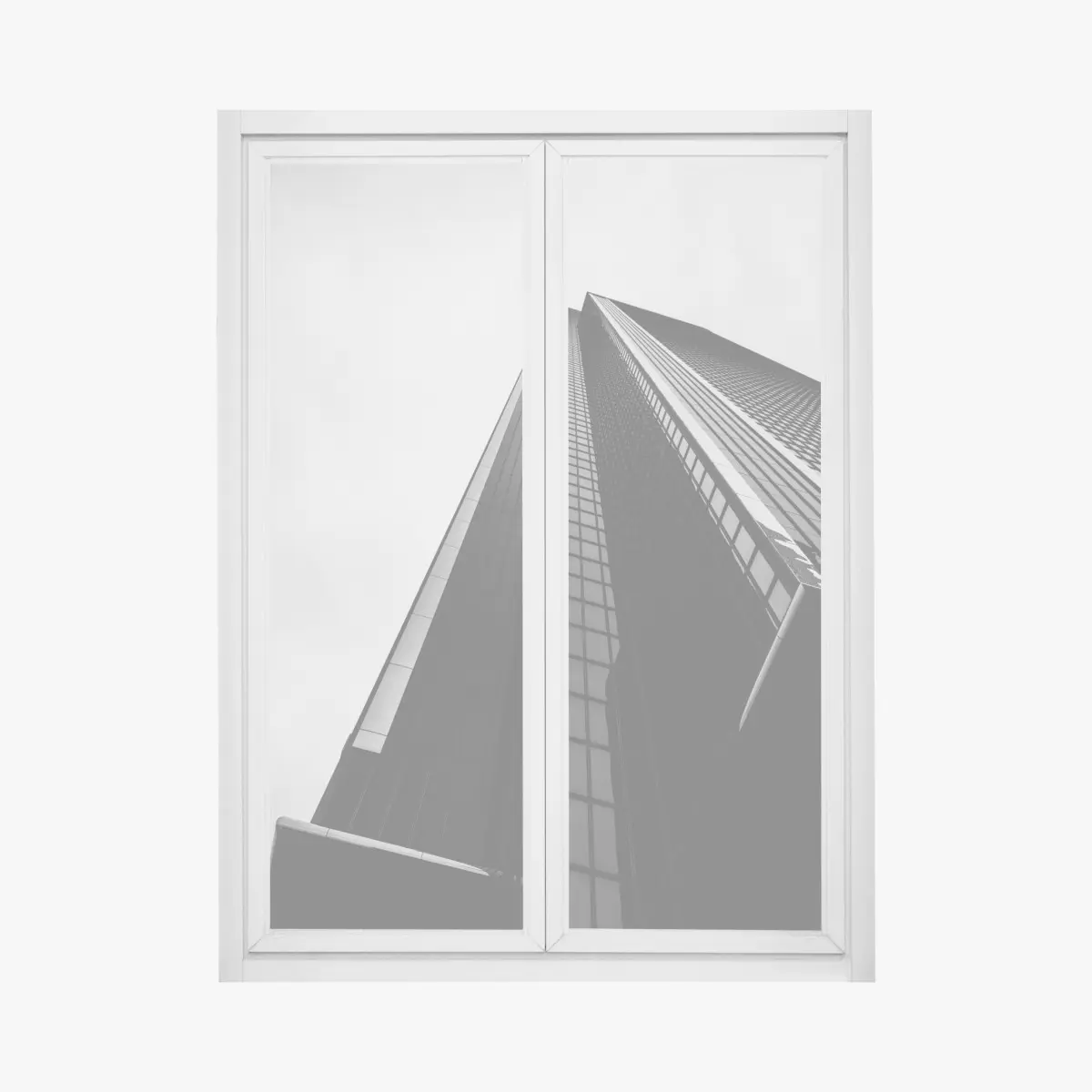 Fensteraufkleber monochromer wolkenkratzer in perspektive – Wallnifity®