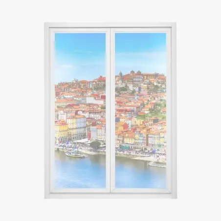 Fensteraufkleber Porto buntes uferpanorama – Wallnifity®