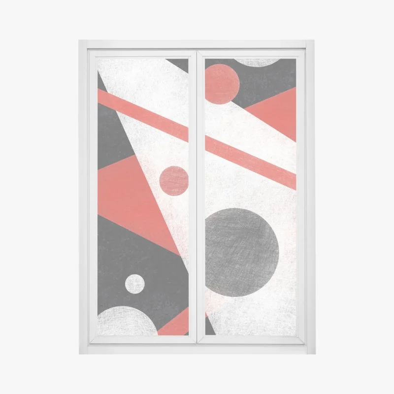 Fensteraufkleber geometrische abstraktion in rot und schwarz