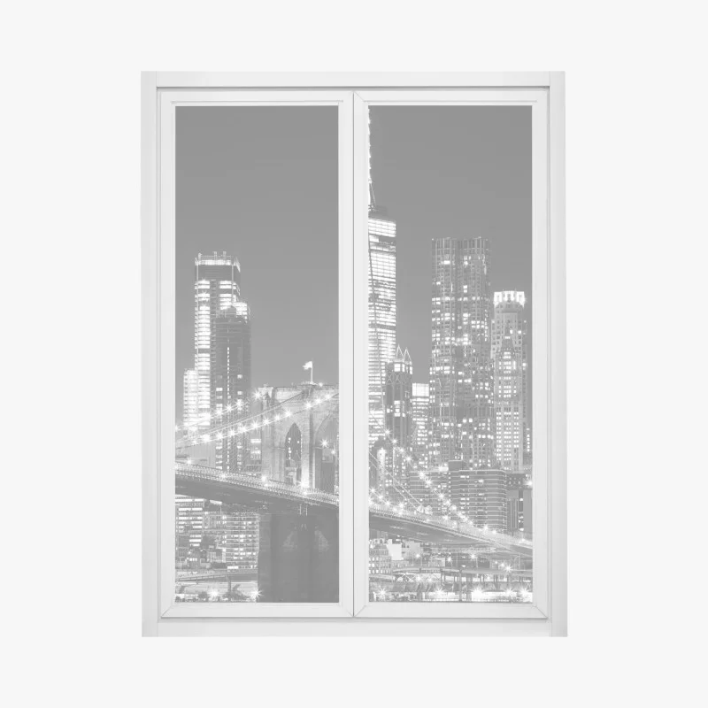 Fensteraufkleber Brooklyn Bridge und Manhattan skyline bei nacht