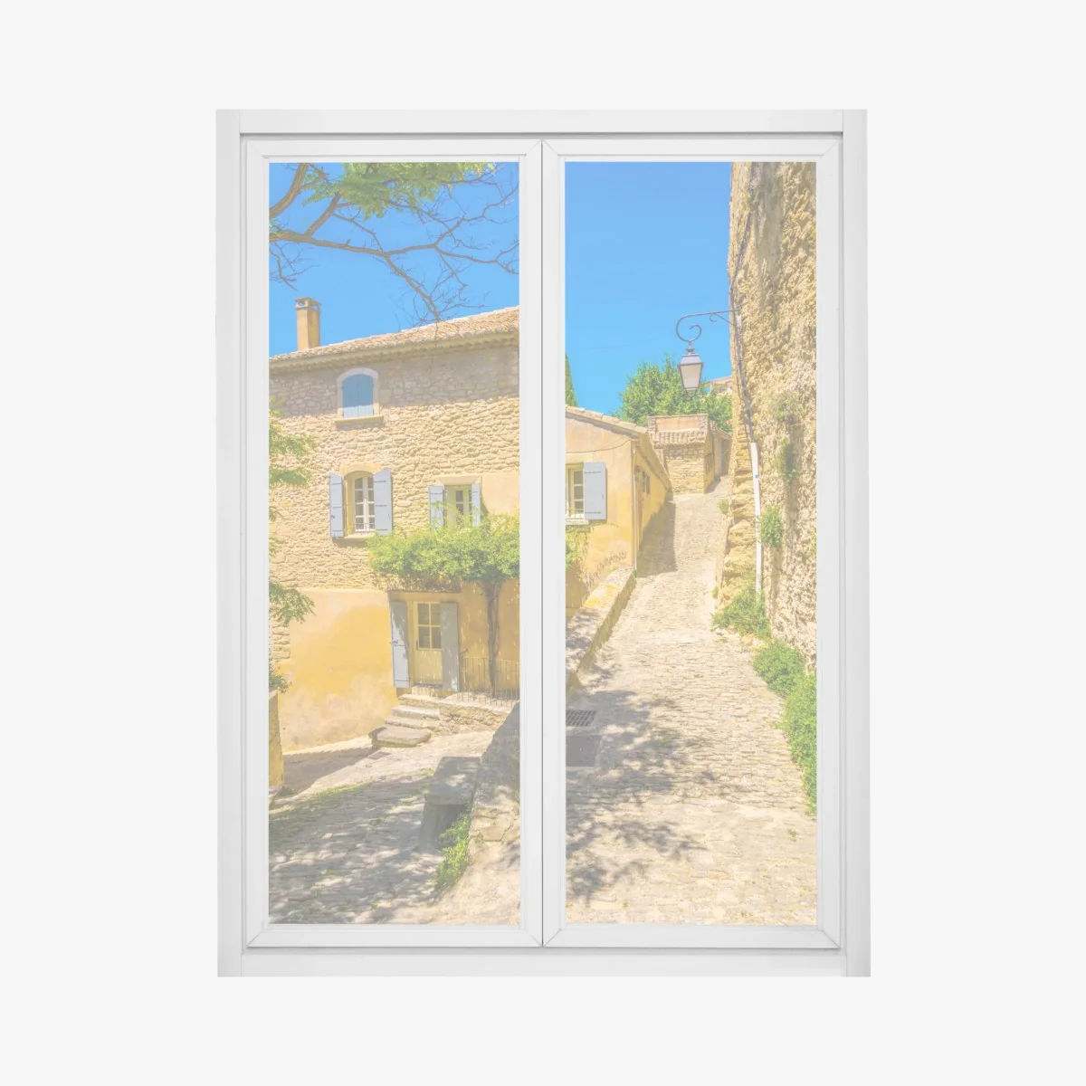 Fensteraufkleber sonnige kopfsteinpflastergasse – Wallnifity® Fensteraufkleber sonnige kopfsteinpflastergasse – Wallnifity®