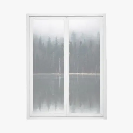 Fensteraufkleber neblige waldreflexion – Wallnifity®