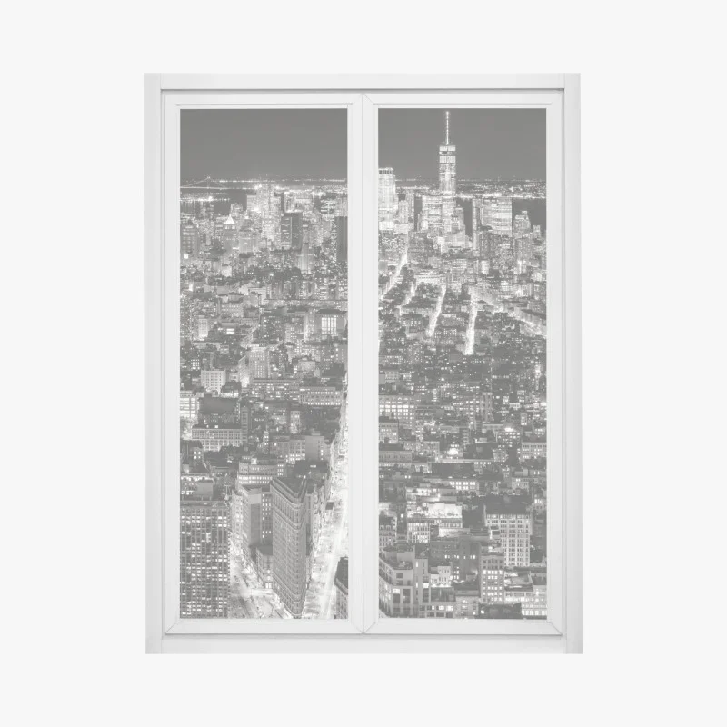 Fensteraufkleber monochrome stadtansicht bei nacht