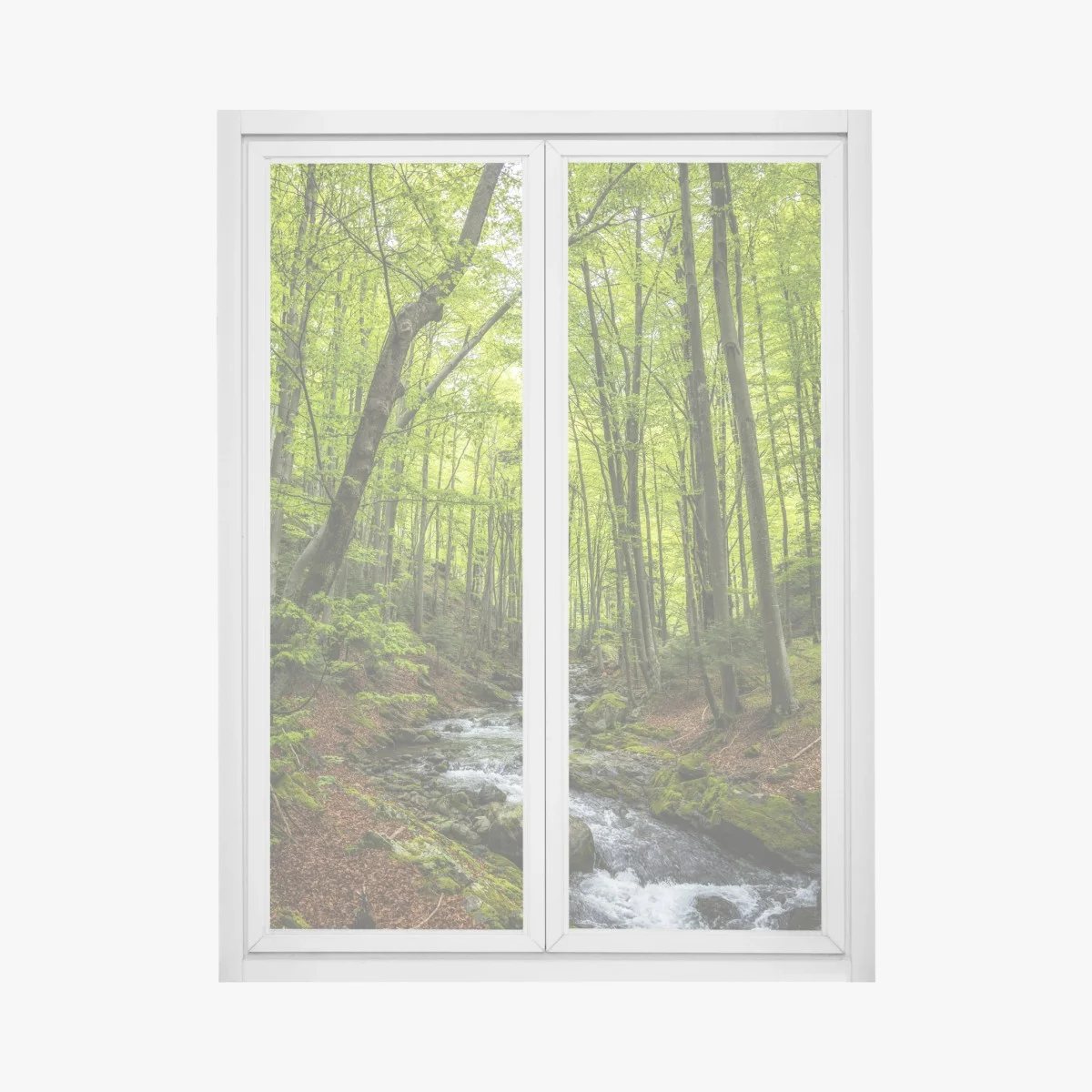 Fensteraufkleber ruhiger grüner waldbach – Wallnifity® Fensteraufkleber ruhiger grüner waldbach – Wallnifity®