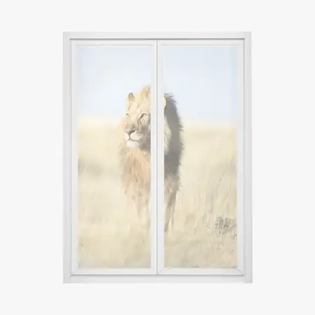Fensteraufkleber majestätischer löwe in der steppe – Wallnifity®