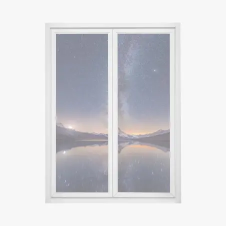 Fensteraufkleber milchstraße über alpengipfel gespiegelt im see – Wallnifity®
