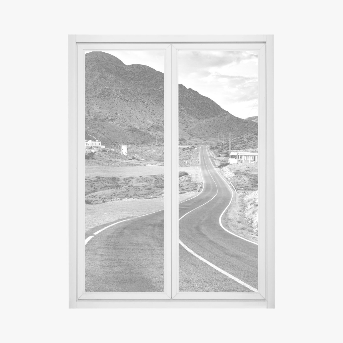 Fensteraufkleber gewundene straße durch die berge – Wallnifity®