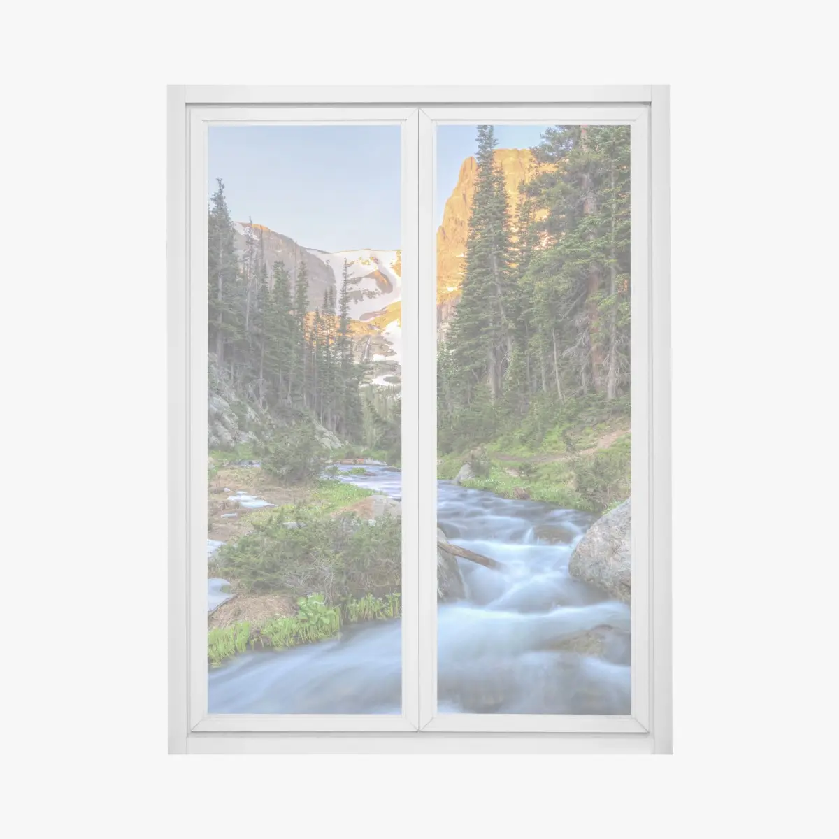 Fensteraufkleber goldener gipfel über alpenbach – Wallnifity®