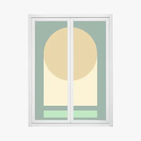 Fensteraufkleber goldene sonne über geometrischem block – Wallnifity®