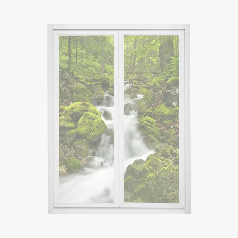 Fensteraufkleber moosiger wasserfall – Wallnifity®