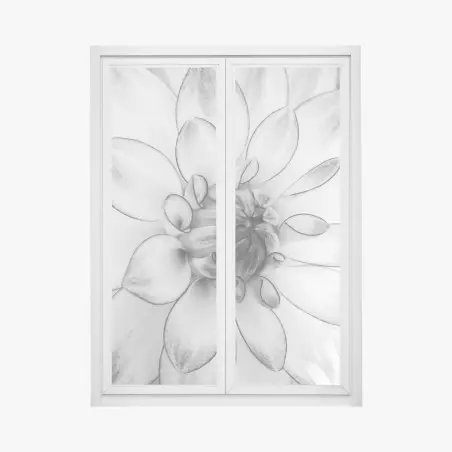Fensteraufkleber monochrome nahaufnahme einer dahlie – Wallnifity®
