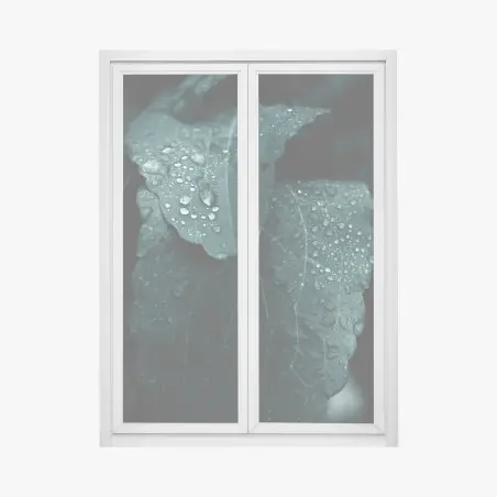 Fensteraufkleber tautropfen auf blättern – Wallnifity®