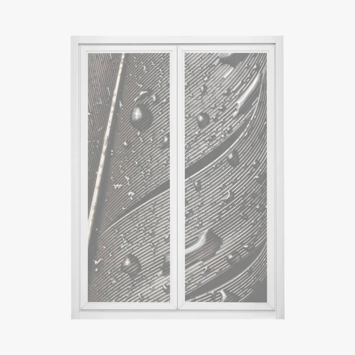 Fensteraufkleber monochrome feder mit wassertropfen – Wallnifity® Fensteraufkleber monochrome feder mit wassertropfen – Wallnifity®