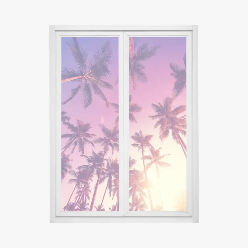 Fensteraufkleber tropische palmen beim sonnenuntergang
