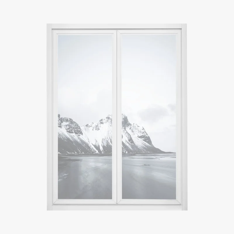 Fensteraufkleber ruhige schneebedeckte berglandschaft am meer