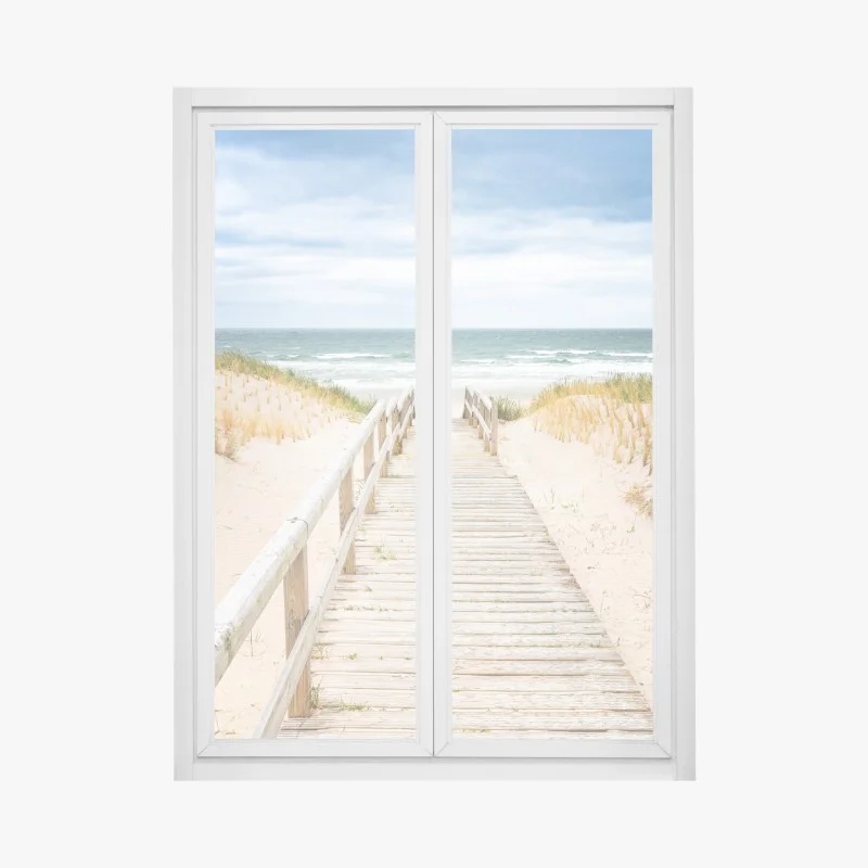 Fensteraufkleber holzsteg zum meer, Sylt
