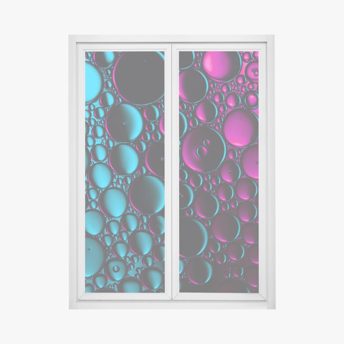 Fensteraufkleber türkis-magenta blasenmuster – Wallnifity®