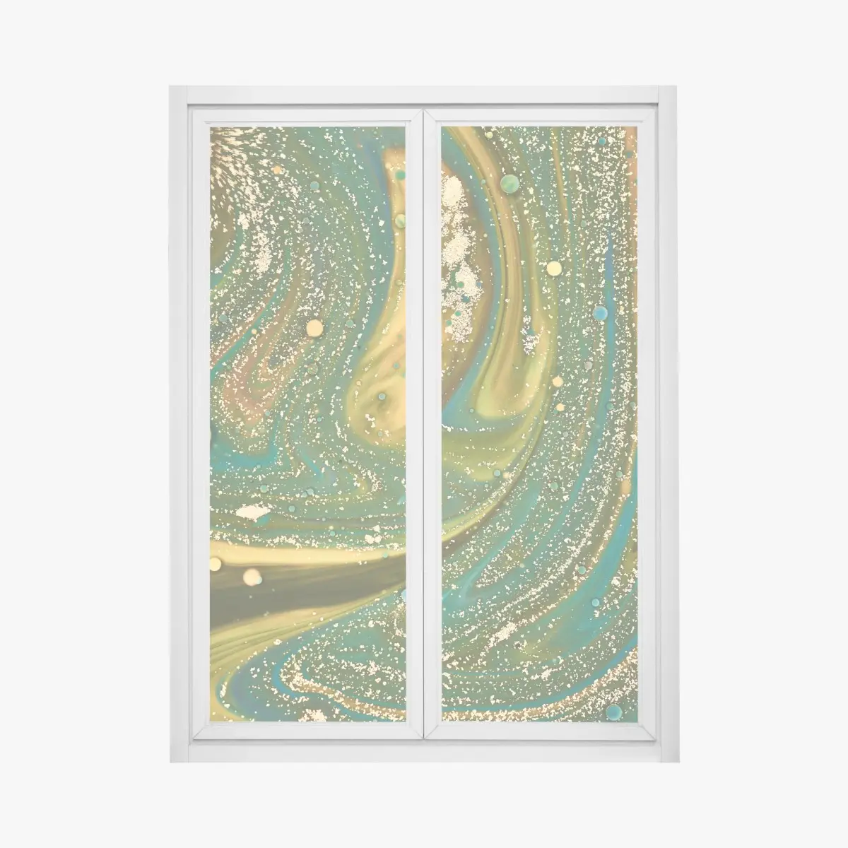 Fensteraufkleber grün-goldene flüssige marmorierte kunst – Wallnifity®