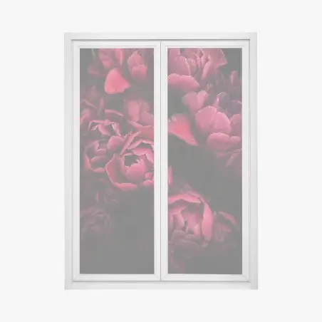 Fensteraufkleber tiefrote blüten mit wassertropfen – Wallnifity®