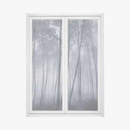 Fensteraufkleber nebliger kiefernwald bei nacht – Wallnifity®