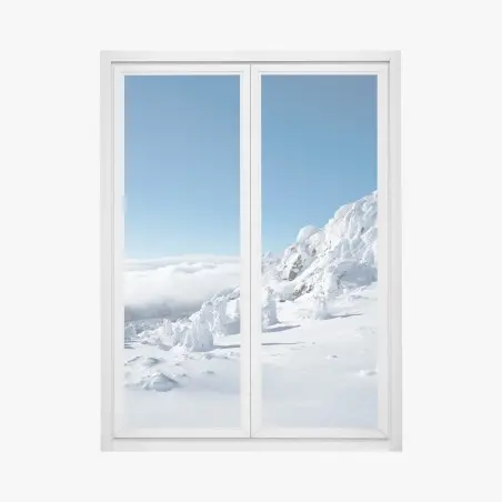 Fensteraufkleber ruhige verschneite berglandschaft – Wallnifity®