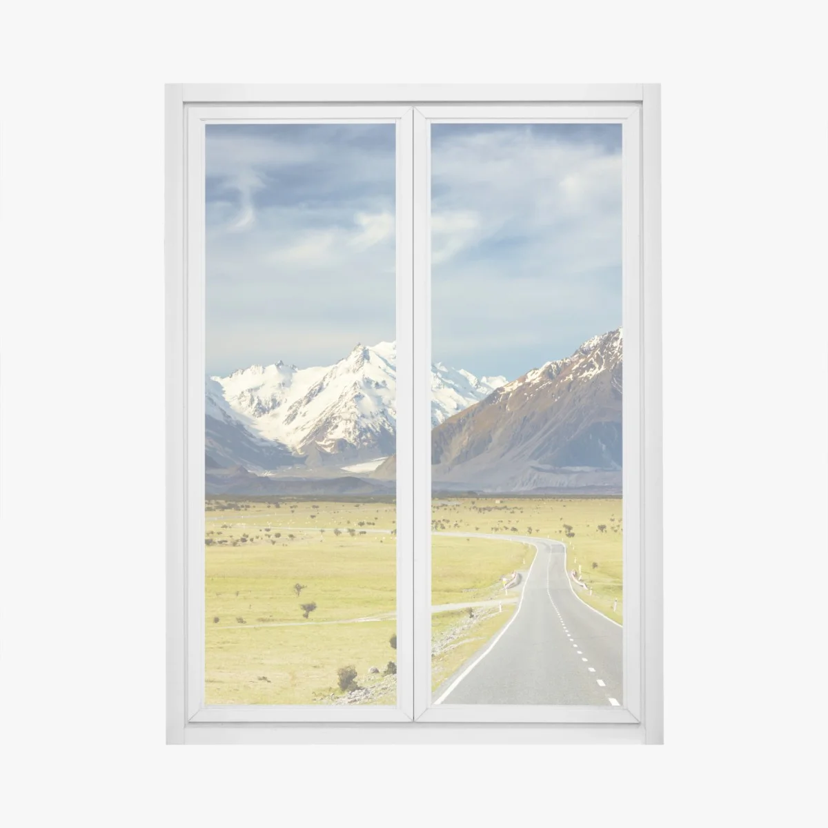 Fensteraufkleber straße zu den Südlichen Alpen, Neuseeland – Wallnifity® Fensteraufkleber straße zu den Südlichen Alpen, Neuseeland – Wallnifity®